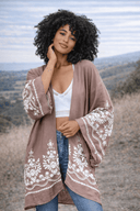 Embroidered Floral Vine Lightweight Kimono