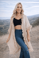 Sun-Bleached Fringe Ruffle Kimono