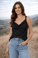 Cowl Neck Tank With Knotted Strap