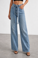 Rhinestone Wide Leg Denim Jeans