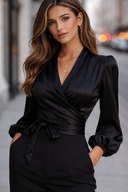 Black Wrap Blouse