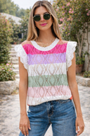 Sweet Thing Colorblock Knit Scallop Edge Sweater Vest
