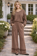 Mineral Washed Tassel Fringe Pants