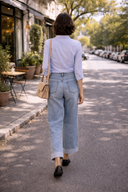 Mid Rise Crop Wide Leg Jeans