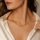 Hammered Oval Pendant Chain Necklace