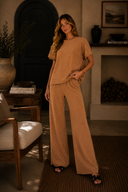Relaxed Viscose R-Neck Top & Wide Leg Pants Set