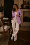 Woven Long Sleeve Open Front Classic Blazer