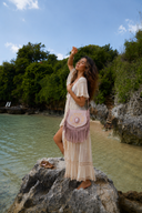 Monarch Butterfly Fringe Bag – Dusty Pink