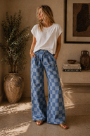 Hot to Go Checked Denim Jeans