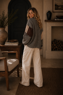 Houndstooth Sweater Panels Pocket Front Shacket