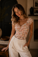 Sunset Bloom Ruched Bodysuit