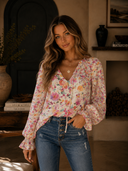 Garden Glow Floral Smocked Blouse