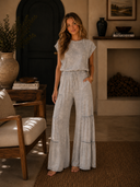 Mineral Wash Trim Cap Sleeve Blouse