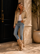 Faux Leather Hooded Zip-Up Jacket