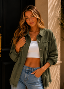 Frayed Denim Pocket Shirt Jacket