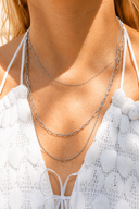 Triple Layer Loop, Box & Paperclip Chain Necklace