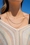 Triple Layer Loop, Box & Paperclip Chain Necklace