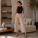 PLUS/REG MICA Rose Gold Button Detail Crop Denim