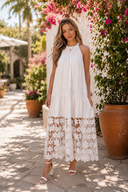 Floral Lace Hem Halter Maxi Dress