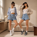 Sunny Side Patch Pocket Denim Shorts