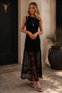 Midnight Romance Lace Patchwork Maxi Dress