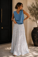 Bluebell Breeze Floral Boho Maxi Skirt