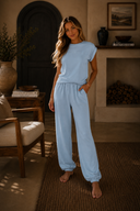 Beau Blue Cropped Tank Top & Jogger Pants Set