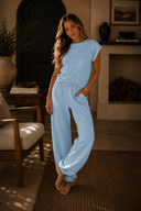 Beau Blue Cropped Tank Top & Jogger Pants Set
