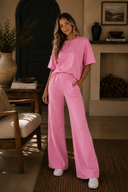 Sachet Pink Oversized Tee & Wide Leg Pant Set