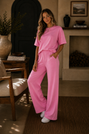 Sachet Pink Oversized Tee & Wide Leg Pant Set
