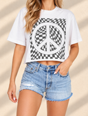 Checkered Peace Graphic Tee