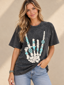 Skeleton Rock Hand Sign Graphic Top
