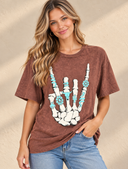 Skeleton Rock Hand Sign Graphic Top
