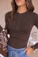 Simply Yours Ribbed Henley Modal Top | S-2X