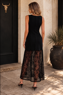 Midnight Romance Lace Patchwork Maxi Dress