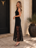 Midnight Romance Lace Patchwork Maxi Dress