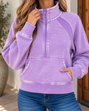 Acid Wash Half Zip Pullover