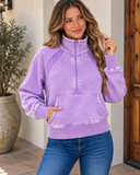 Acid Wash Half Zip Pullover