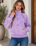 Acid Wash Half Zip Pullover