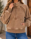 Acid Wash Half Zip Pullover
