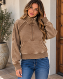 Acid Wash Half Zip Pullover