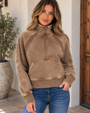 Acid Wash Half Zip Pullover
