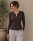 Simply Yours Ribbed Henley Modal Top | S-2X