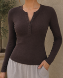 Simply Yours Ribbed Henley Modal Top | S-2X