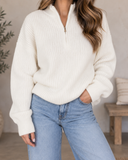 Cloudline Ribbed Half-Zip Relaxed Knit Pullover