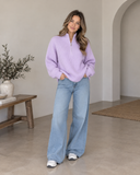 Cloudline Ribbed Half-Zip Relaxed Knit Pullover