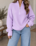 Cloudline Ribbed Half-Zip Relaxed Knit Pullover