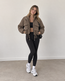 Plaid Pursuit Drawstring Cropped Jacket