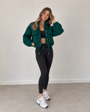 Plaid Pursuit Drawstring Cropped Jacket