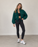 Plaid Pursuit Drawstring Cropped Jacket